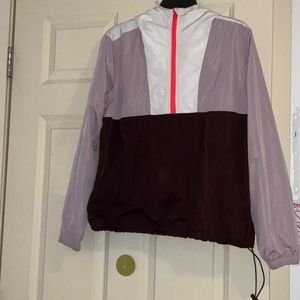 Purple and white wind breaker